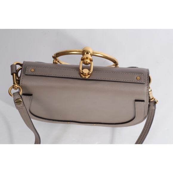 Chloe Nile Medium Bracelet Bag Motty Gray Calf Leather Logo Shoulder Crossbody - Picture 8 of 16